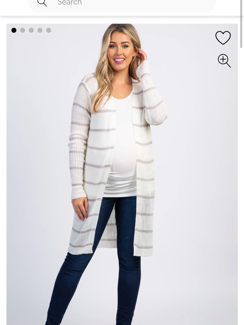 Pinkblush Cream and Light Taupe Striped Open-Front Cardigan